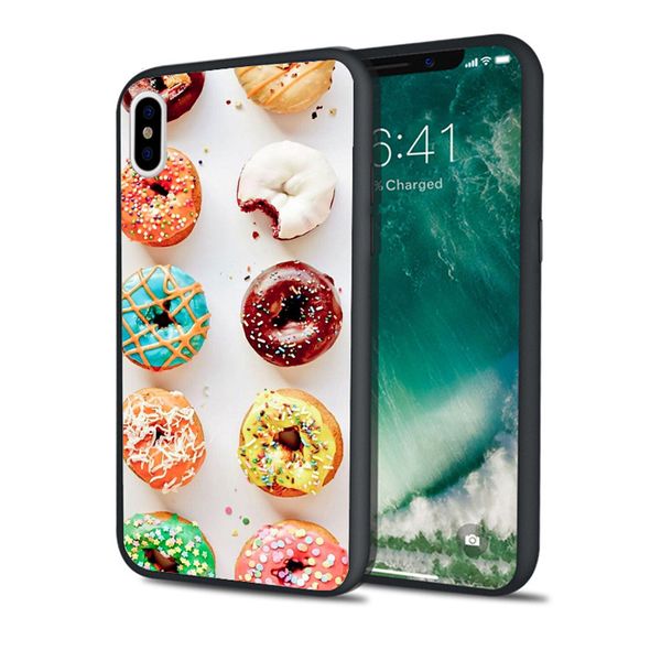 

coque luxury colorful rainbow donut phone case for iphone 11 pro xs max xr 8 7 6s plus 5s se 5 case black soft silicone tpu cover