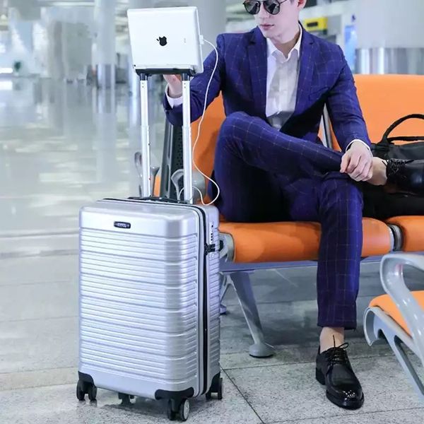 

original design multi-function rolling luggage men women boarding travel 20"24"28" usb interface charging suitcase