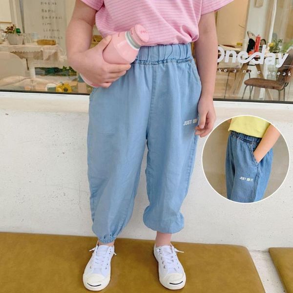 

2020 korea style baby girls pants summer kids girls pants 2-7 years, Blue