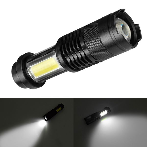 

portable mini q5 cob led flashlight camping pocket pen torch lamp 3 modes zoom waterproof outdoor bike cycling light