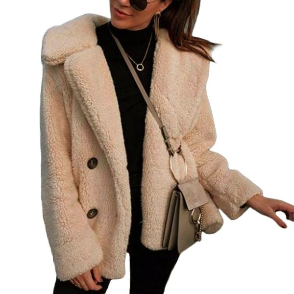 

women teddy coat plus size casual outerwear autumn winter faux fur coat 2019 new fashion fur jacket overcoat manteau femme hiver, Black
