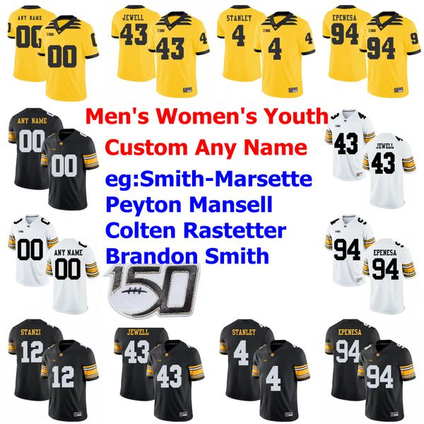 

iowaÂ hawkeyes college football jerseys mens womens ihmir smith-marsette jersey peyton mansell colten rastetter brandon smith custom stitched, Black