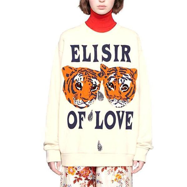 

19ss made in italy classic tiger head sequin embroidery hoodies sweatshirt spring autumn street crewneck pullover sweater hfymwy252, Black