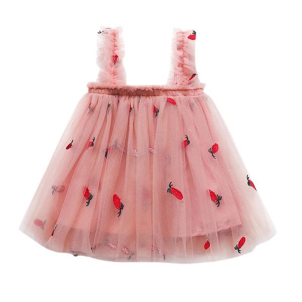 

telotuny dress baby kids girl cute sleeveless fruit print gauze straps backless wedding suspender dress baby summer2020apr, Red;yellow