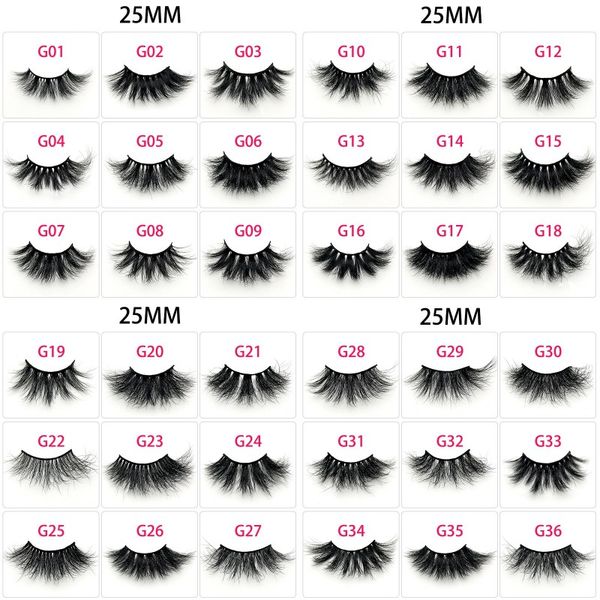 

mink fake lashes 25mm false eye lashes thick long hand made eyelash eye lash g series 42 styles