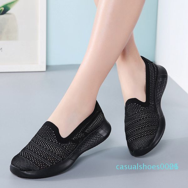 

spring autumn women shoes women breathable mesh sneakers shoes ballet flats ladies slip on flats loafers plus c26, Black