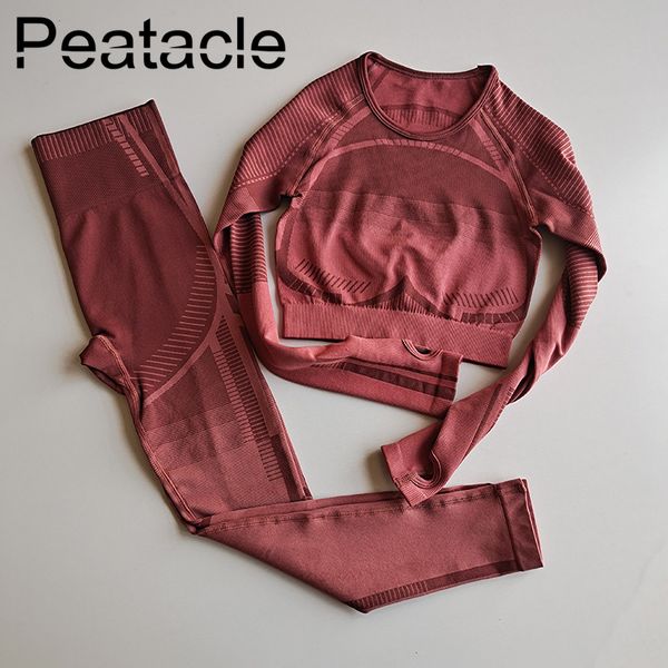 

peatacle 2 piece set women gym yoga outfit red leggings set active wear sport wear fitness sports workout clothes 2020