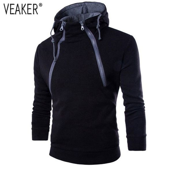 

2020 новый мужской двойной молнии толстовки толстовки мужчины осень high street толстовка пуловер вскользь толстовка спортивная m-3xl, Black