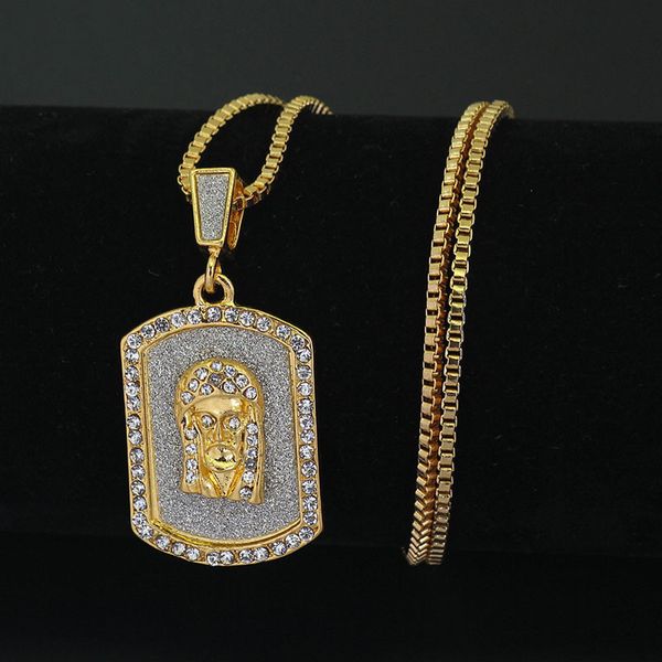 

fashion pharaoh square big pendant necklaces men hip hop jewelry women gold metal alloy rhinestone long chain necklace, Silver