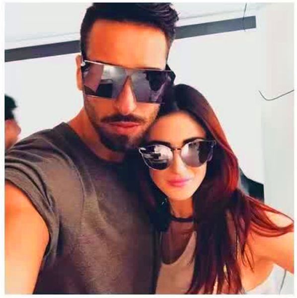 

wholesale men designer sunglass korean designer irresistor fashion model square mirror lens oversized cool shiny style come with oroigna, White;black