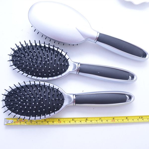 

salon detangling hair brush kids women men hair brush tangle wet & dry bristles handle hair tangle detangling comb, Silver