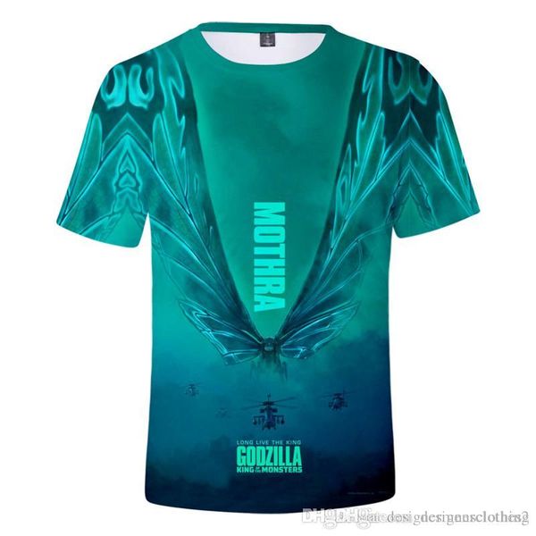 

godzilla king of the monsters print mens tshirts summer short sleeve crew neck boy fashion movie mens tees, White;black