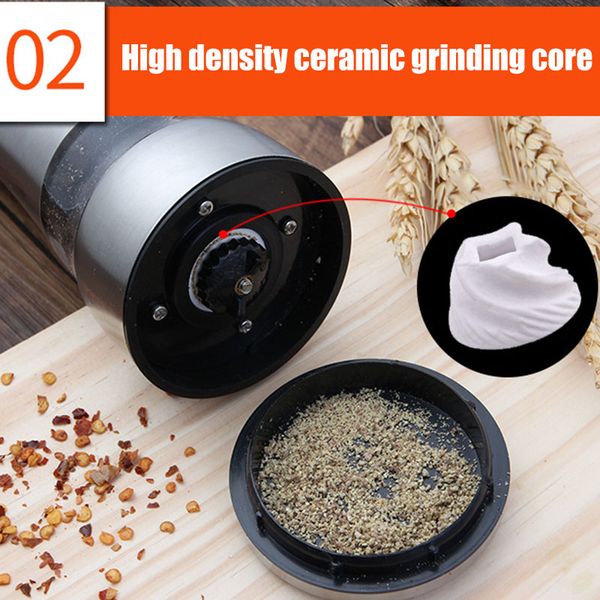 

304 stainless steel grinder adjustable coarseness peppercorn salt mill shakers xh8z