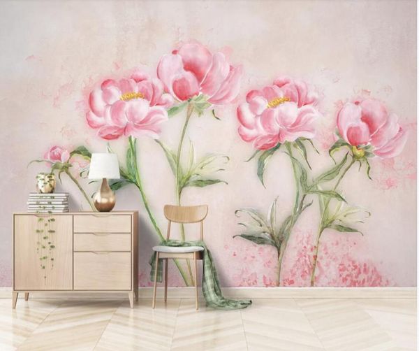 

pink peony flower wall papers papel mural madera canvas wallpaper for living room tv background 3d wall murals papel de parede