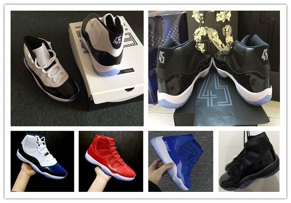 

11 concord 45 platinum tint gym red chicago bred xi prom night basketball shoes 11s space jam mens womens sports trainer original
