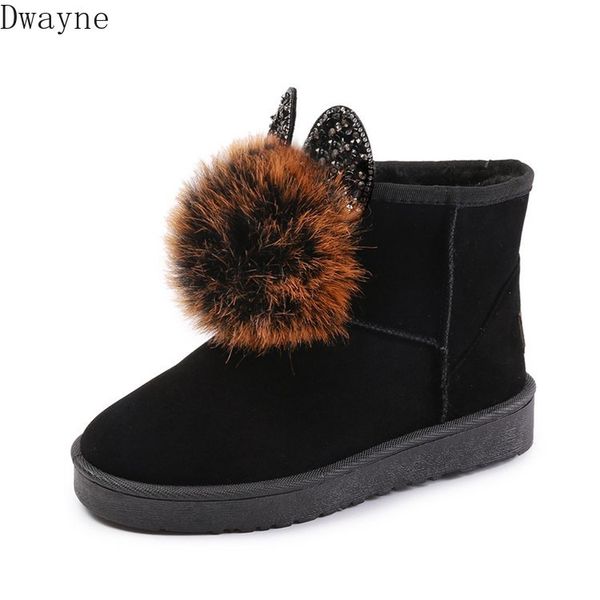 

плюшевые теплый снег сапоги 2019 новый зима женщины блестки волос snow boots сгущает cotton zapatos de mujer botas, Black