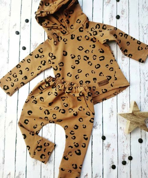 

leopard infant baby girl clothes hooded +leggings pants outfits tracksuit
