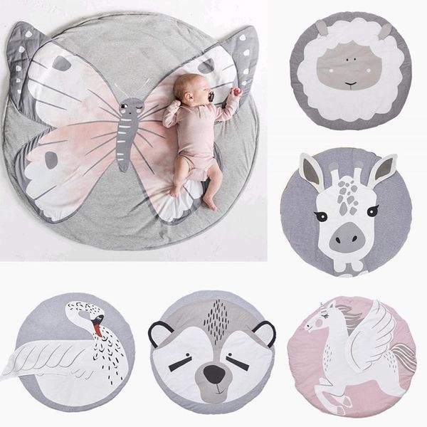

play mat cartoon animal baby mat newborn infant crawling blanket cotton round floor carpet rugs mat for kids room nursery decor