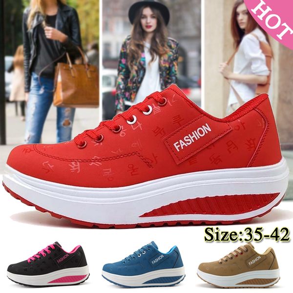 

fashion women height increasing summer breathable waterproof wedges sneakers platform shoes woman pu leather casual shoe, Black