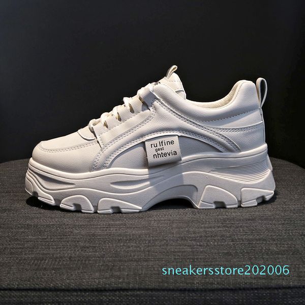 

designer chunky sneakers women autumn thick bottom height increasing casual shoes woman mesh platform vulcanize white shoes 2019 s6, Black