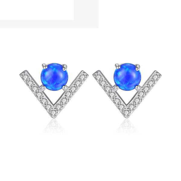 

jarry cute 100% 925 silver sterling round fire opal birthstone stud earrings for women brightly 3 colors party earrings jewelry se0430, Golden;silver