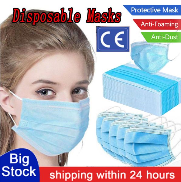 

ce certificate mask disposable face masks dust mouth masks cover 3 layer ear-loop non-woven disposable dust mask soft breathable outdoor