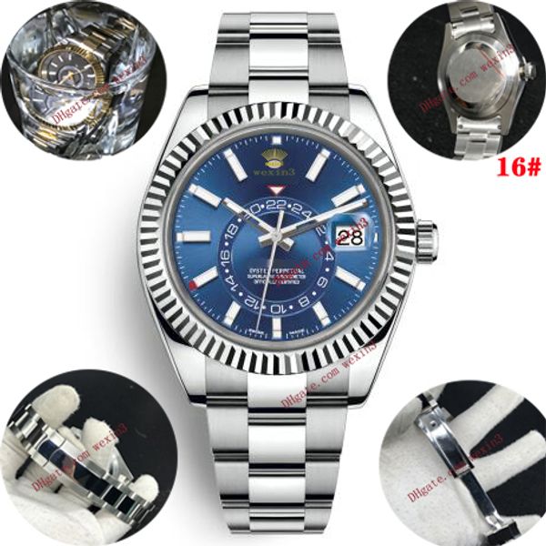 

20 часов новых мужских автоматической механического календаря 42mm часы из нержавеющей сталь sky-dweller gmt мужского светящихся бизнес водо, Slivery;brown