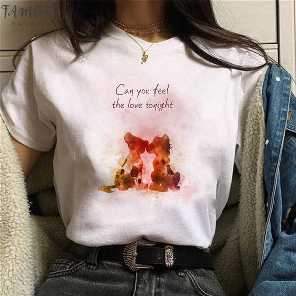 

fashion lion king women t shirts funny cartoon print tshirts harajuku vintage summer short sleeves femme tees shirt, White