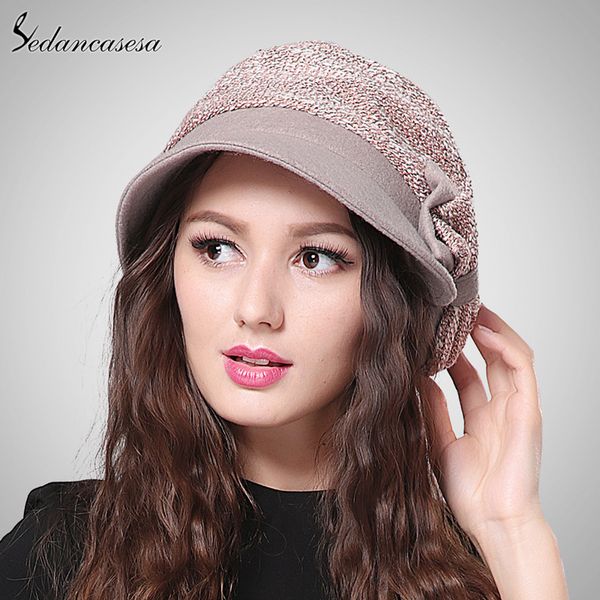 

2019 brand new spring fashion english black khaki striped women visors with bow wholesale cap wg150160, Blue;gray