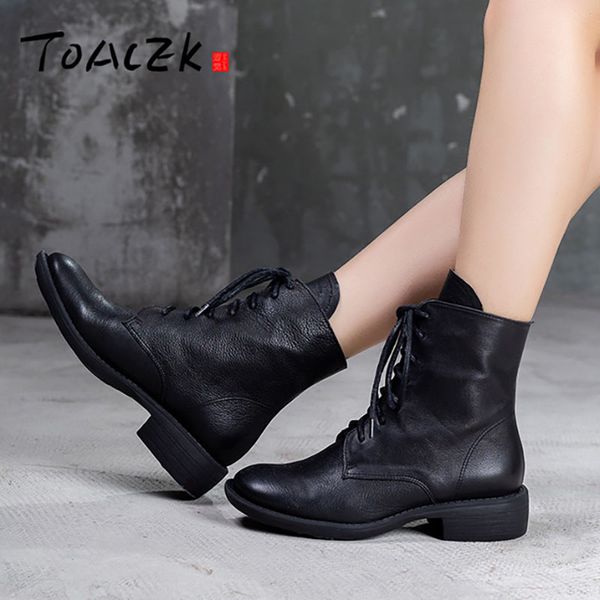 

leather women's boots, autumn and winter single boots, simple mid-barrel boots, Black