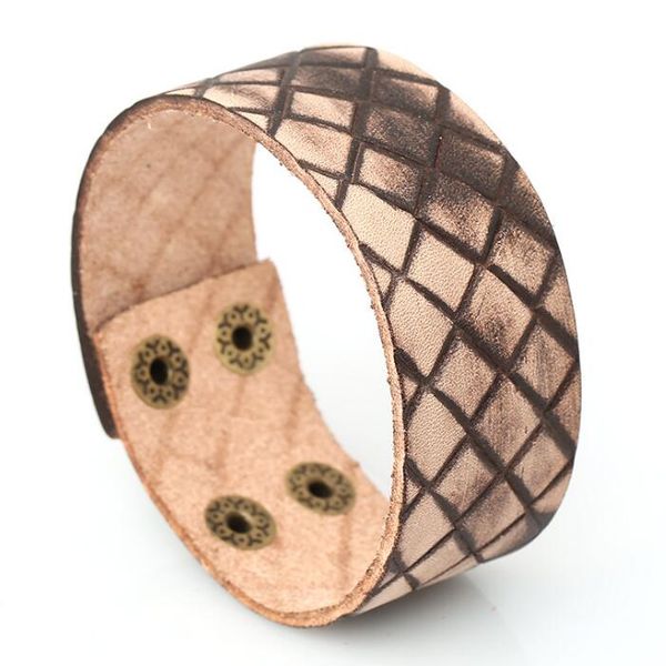 

fashion wide bracelet cuff wristbands men women retro genuine leather simple charm buckle bangle wrap punk vintage biker jewelry, White