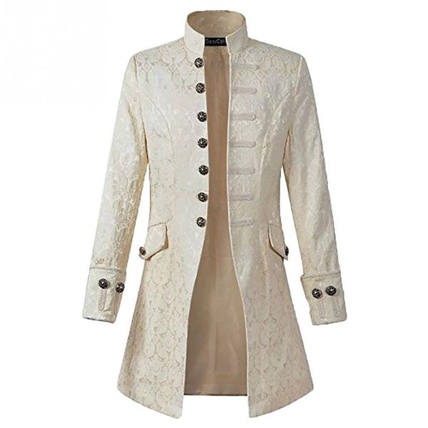 

men british style autumn winter warm coat exquisite soft business casual jacquard buckles standing collar long sleeve coat, Black