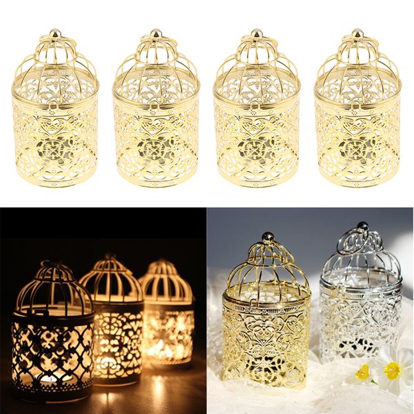 

4pack metal tealight candle holder hanging lanterns creative birdcage wedding home table decoration
