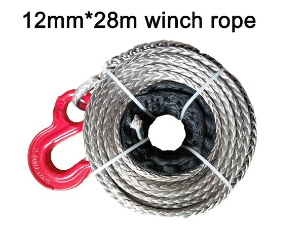

12mm * 28m synthetic winch line / uhmwpe rope with hook