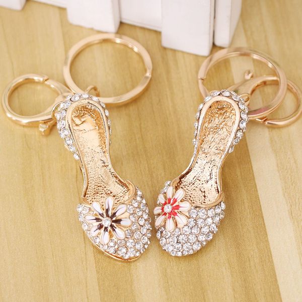 

new creative zinc alloy crystal high shoes fashion car accessories women keychain for the keys chaveiro keychain key rings