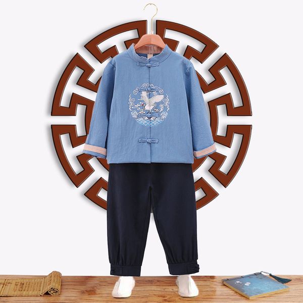 

hanfu мальчиков детский набор весна и осень младенца китайский стиль хлопка национальный костюм одежда маленький мальчик костюм костюм, White