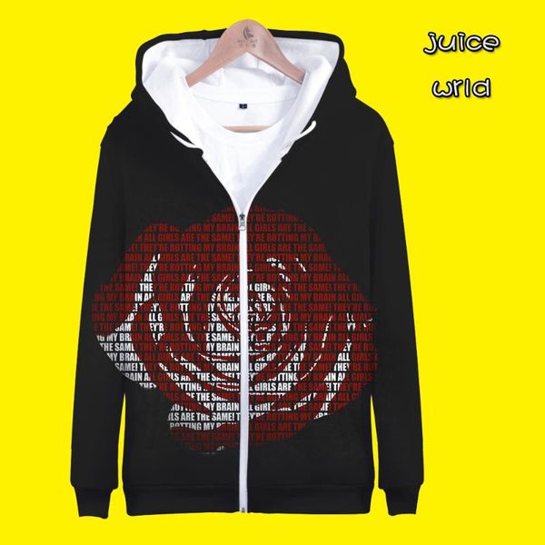 

juice wrld zipper hoodies in men's jackets hip hop harajuku popular singer juice wrld plus size for youth streetwear 3d jackets, Black;brown