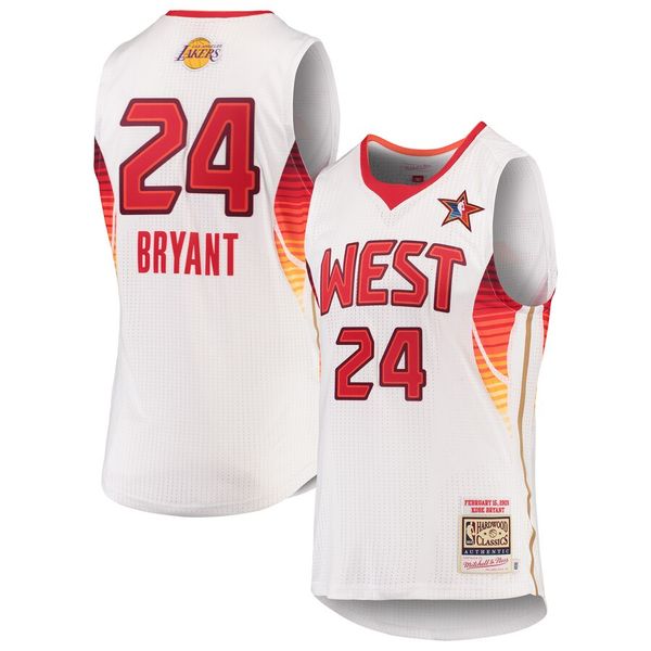 

men los angeles lakers 24 kobe bryant mitchell & ness white hardwood classics 2009 nba all-star game authentic jersey01, Black