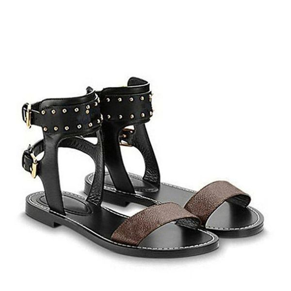 

print leather nomad sandal non-slip gladiator outsole perfect flat plain vco34 slippers pumps flatsandal summer casual sandals, Black