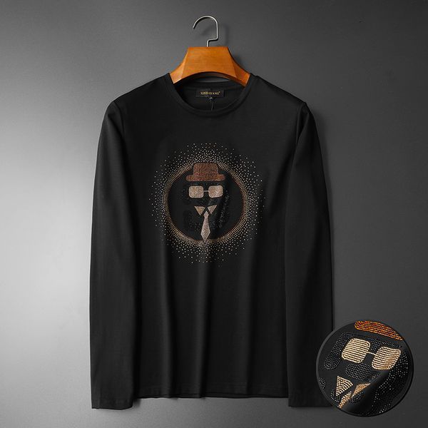 

2019 autumn fashion brand mens hoodies rhinestones sweatshirts casual mercerized cotton streetwear black hoodie ropa de hombre