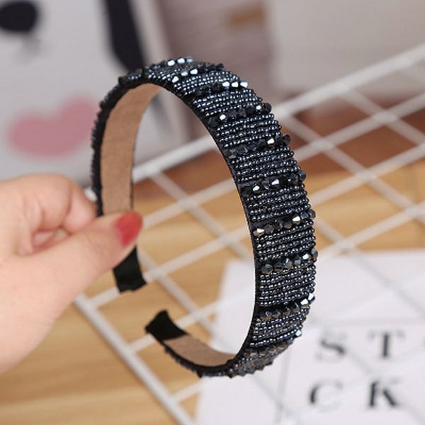 

wide brimmed sponge hairpin diamond hair style girl simple and easy with headband alice band cerchietto aliceband isyvz, Black;brown