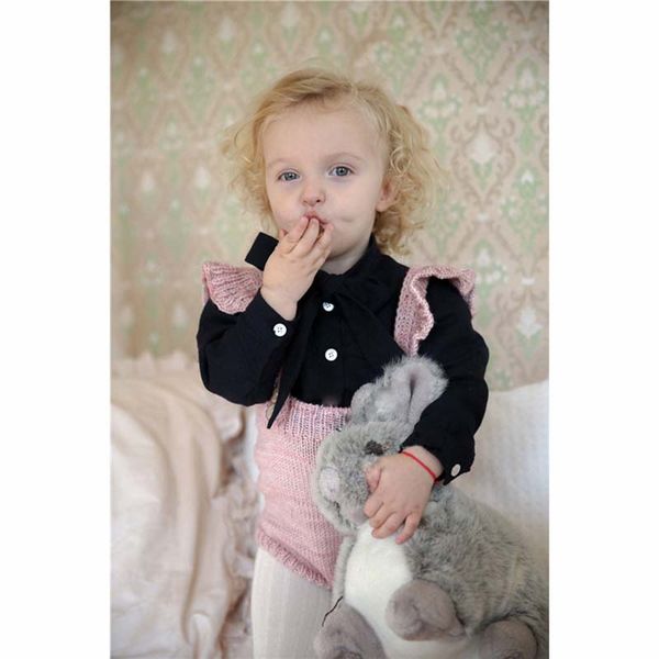 

2019 brand 0-24m newborn baby boy girl cute romper winter new solid knit warm ruffle fly sleeve jumpsuit girl clothing, Blue