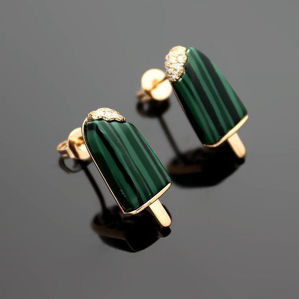 

2020 designer accessories wholesale b-letter snow bar with drilling ear studs white shell turquoise ice cream ear studs, Golden;silver