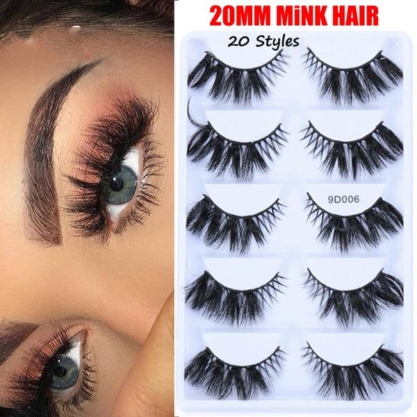 

5pairs 20mm mink hair single/mixed styles false eyelashes wispies fluffies criss-cross fake eye lash handmade eye makeup tools