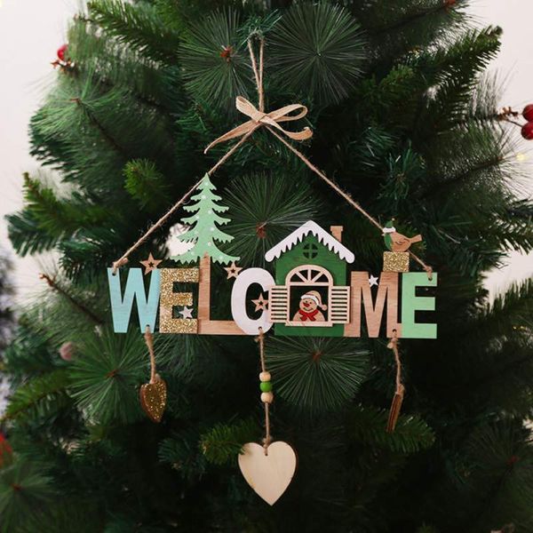 

santa clause reindeer hanging pendants creative painted wooden sign christmas tree ornaments christmas decorations postcard clip