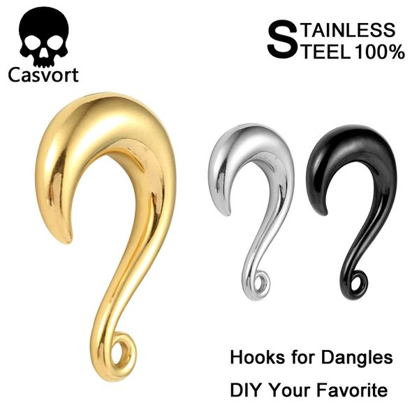 

casvort unique stainless steel ear piercing fashion hooks for dangles body piercing jewelry 2 pcs pair selling, Slivery;golden