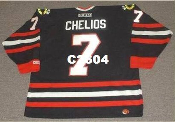 

mens #7 chris chelios chicago blackhawks 1998 ccm retro alternate hockey jersey or custom any name or number retro jersey, Black;red