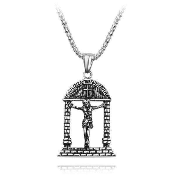 

wholesale 10pcs pendant necklace christian orthodox crucifix necklace jesus russian cross prayer inri crucifix for men, Silver