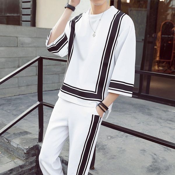 

2018 new men set casual o-neck mens tracksuit fashion style sweatshirt drawstring pants male pattern sweatsuits dropshipping, Gray