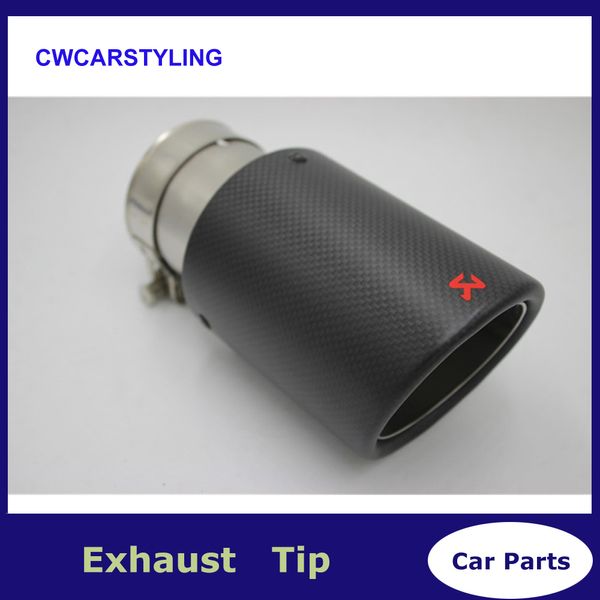 

1 pcs 63mm inlet 101mm outlet glossy carbon fiber exhaust tip stainless steel universal muffler tips akrapovic exhaust pipe